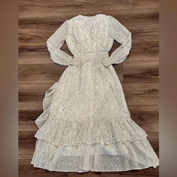 NWT! Lilly Pulitzer Cristiana Midi Long Sleeve Dress in Metallic Clip Coconut - Picture 11 of 13